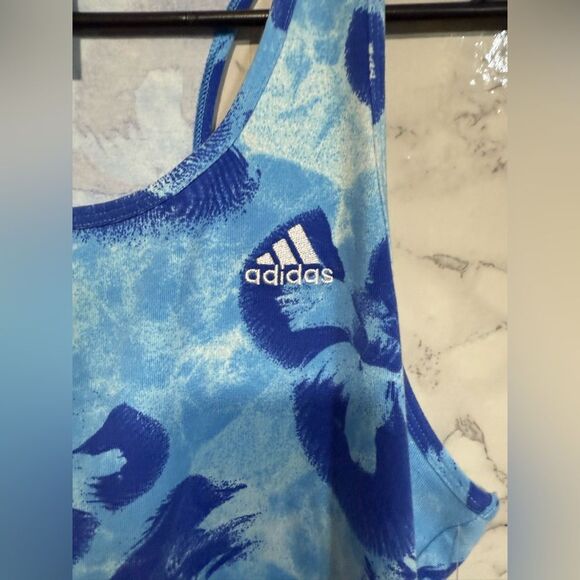 NEW Adidas Floral Graphic Single Jersey Dress Blue Size M - Picture 5 of 13